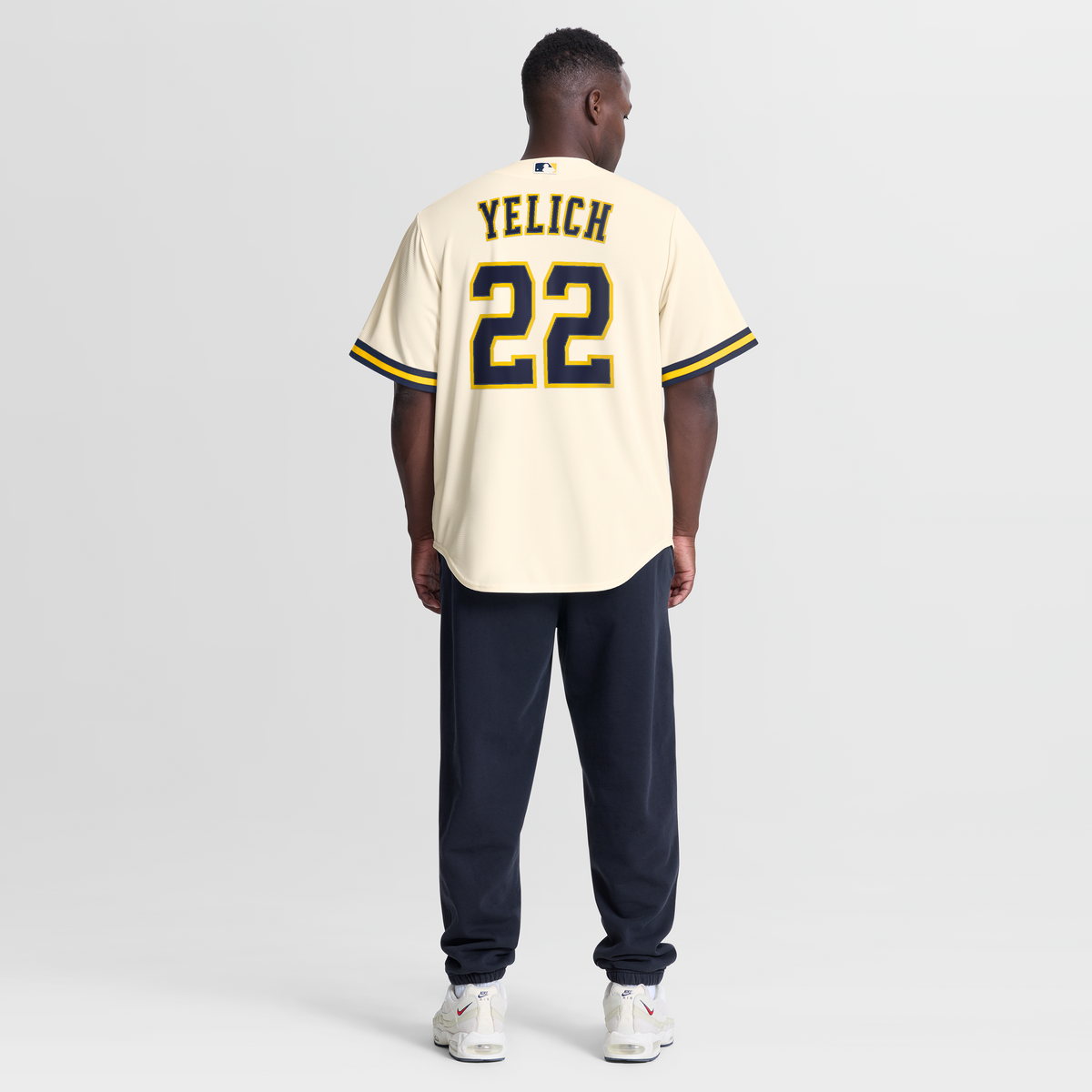 Men's Milwaukee Brewers Christian Yelich Nike Cream Home Replica Jersey