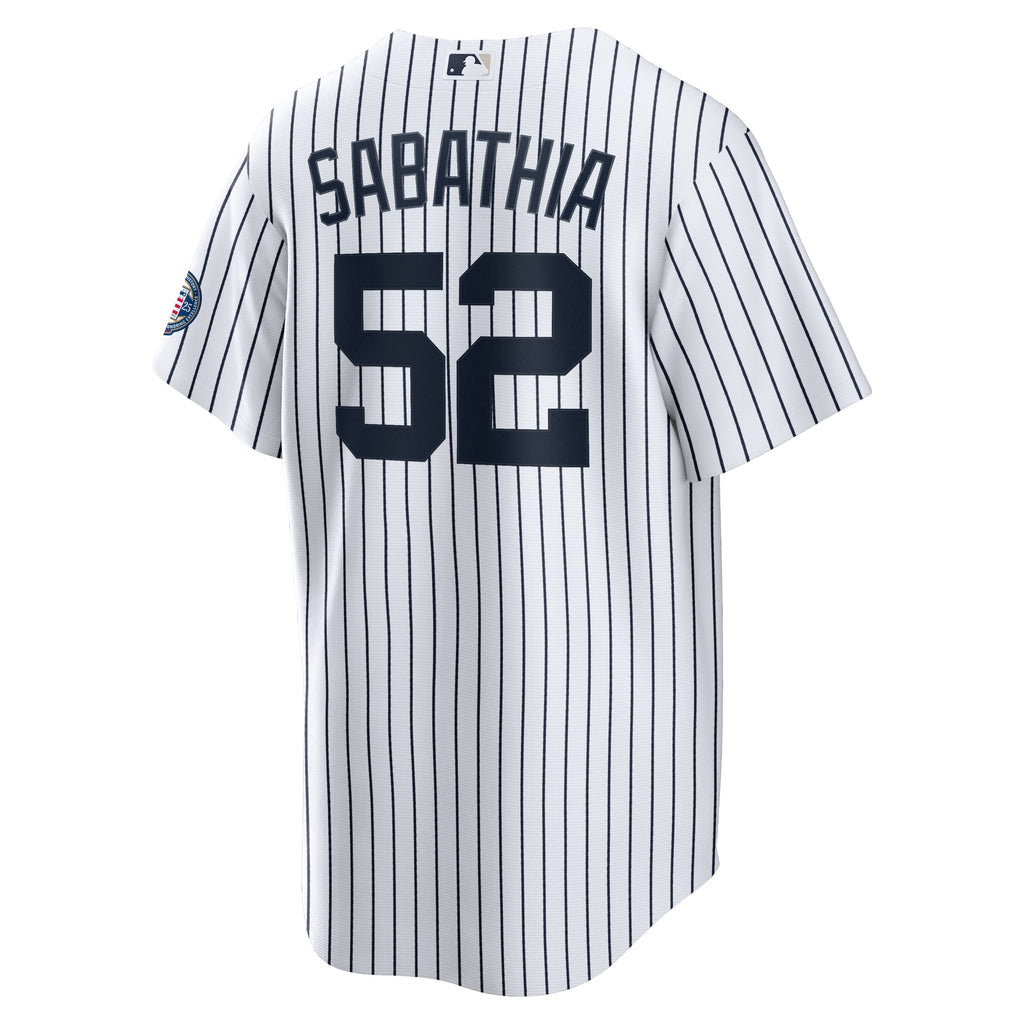 Men's New York Yankees CC Sabathia Nike White 2025 Baseball Hall of Fame Name & Number Retired Replica Jersey