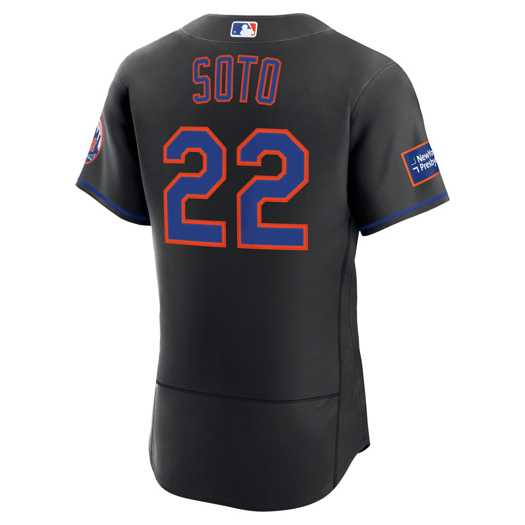 Men's New York Mets Juan Soto Nike Black Alternate Authentic Sponsor Patch Jersey
