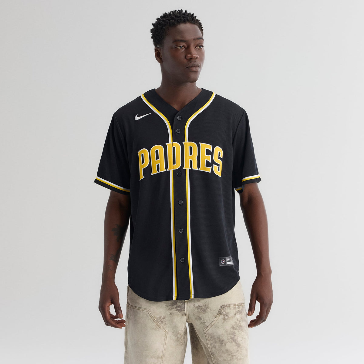 Men's San Diego Padres Jackson Merrill Nike Fashion Replica Black Out Jersey