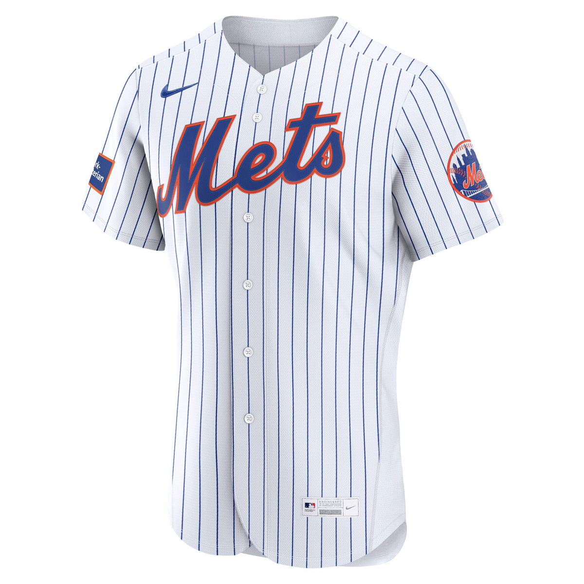 Men's New York Mets Nike White Home Sponsor Patch Authentic Jersey