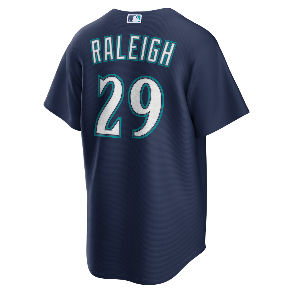 Men's Seattle Mariners Cal Raleigh Nike Navy Road Replica Jersey