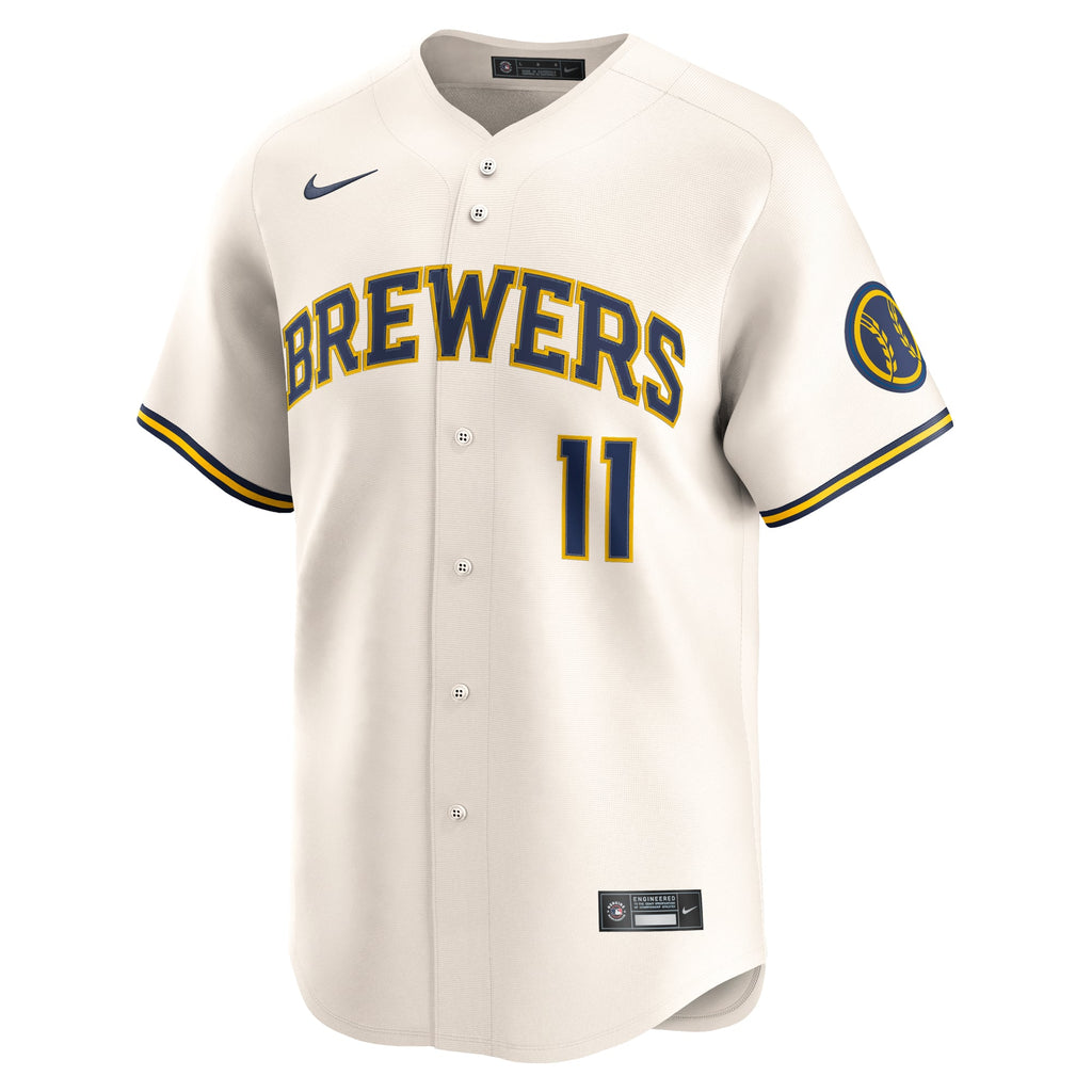 Men's Milwaukee Brewers Jackson Chourio Nike Cream Home Limited Jersey