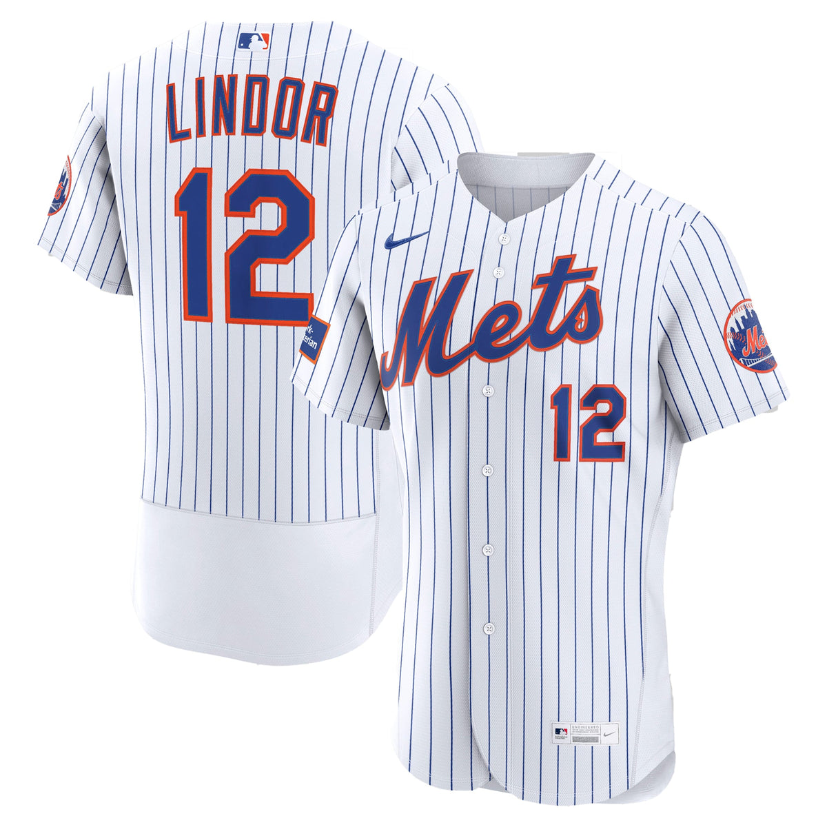 Men's New York Mets Francisco Lindor Nike Black Alternate Authentic Sponsor Patch Jersey