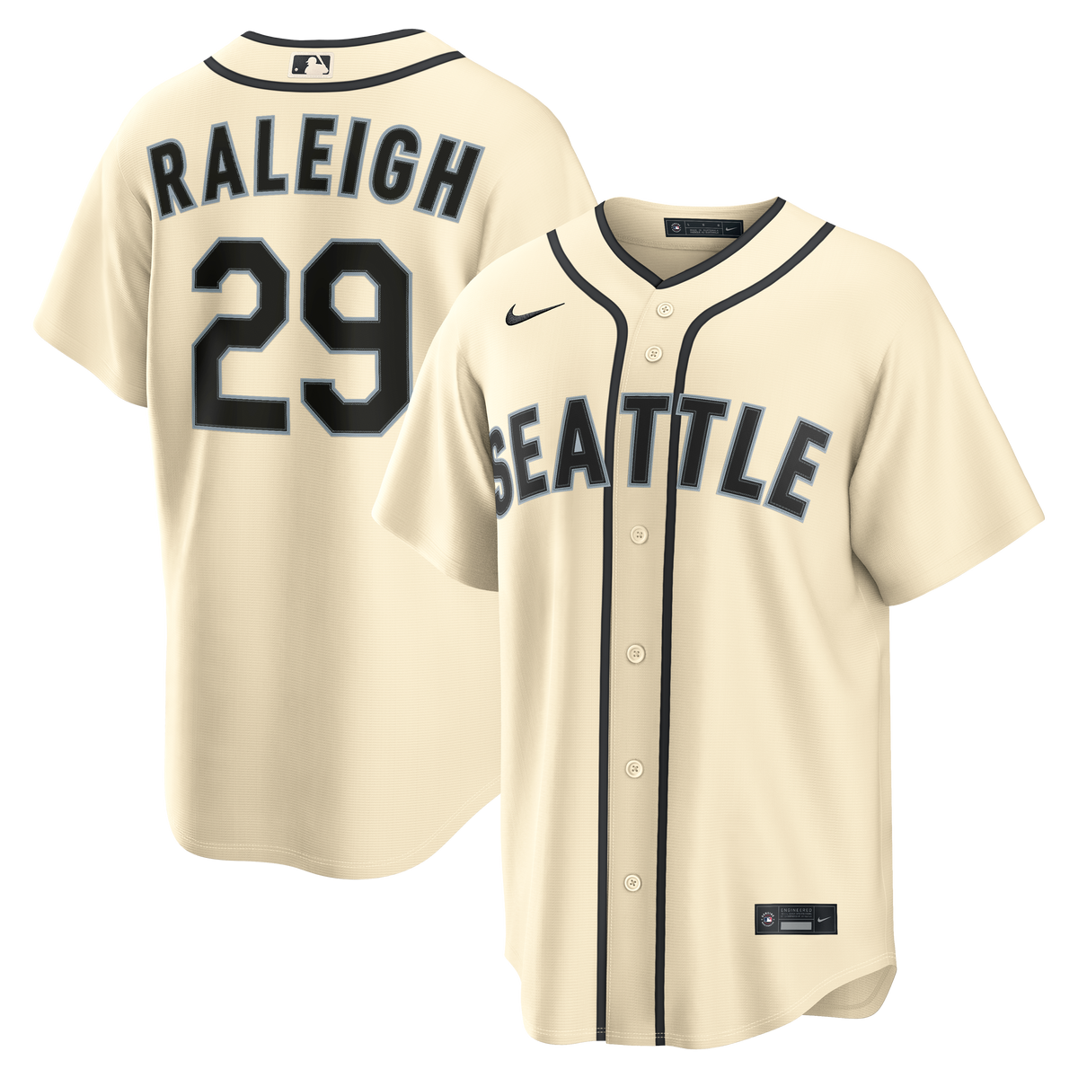 Men's Seattle Mariners Cal Raleigh Nike Cream Alternate Replica Jersey