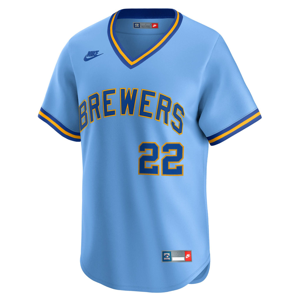 Men's Milwaukee Brewers Christian Yelich Nike Powder Blue Cooperstown Collection Limited Jersey