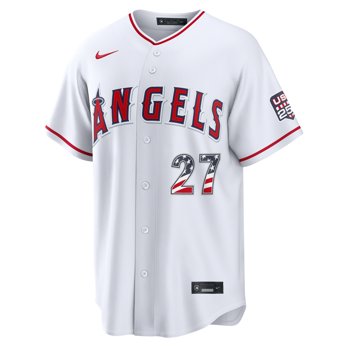 Fourth of July Men's Los Angeles Angels Mike Trout Nike White USA 250 Stadium Jersey