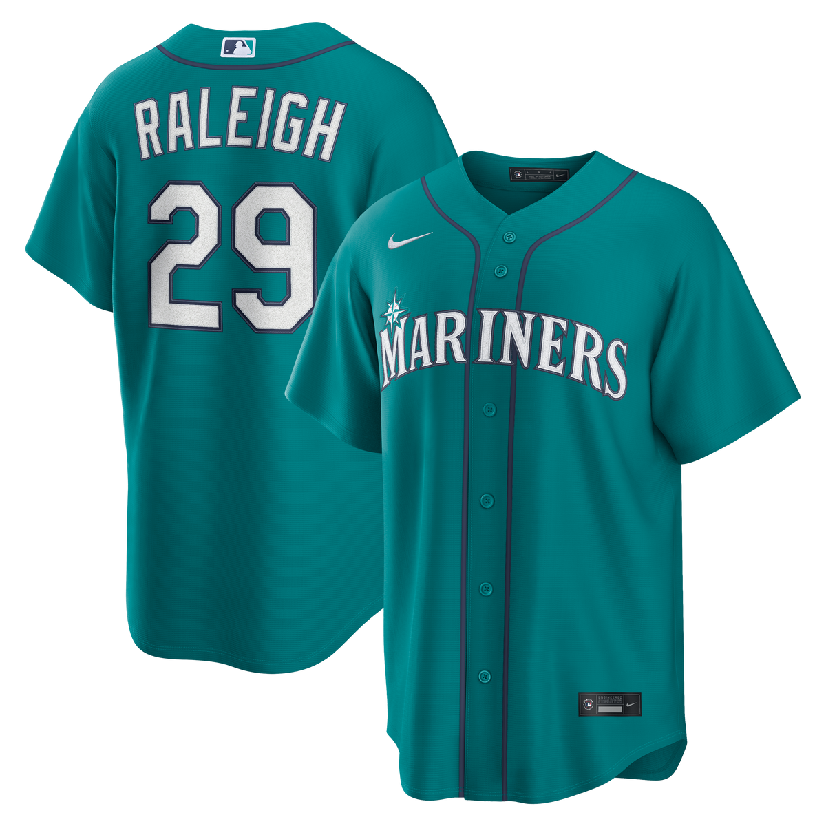 Men's Seattle Mariners Cal Raleigh Nike Navy Road Replica Jersey