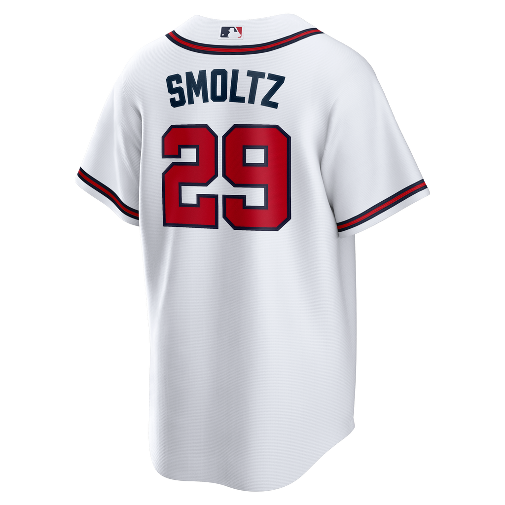 Men's Atlanta Braves John Smoltz Nike White Home Retired Player Replica Jersey