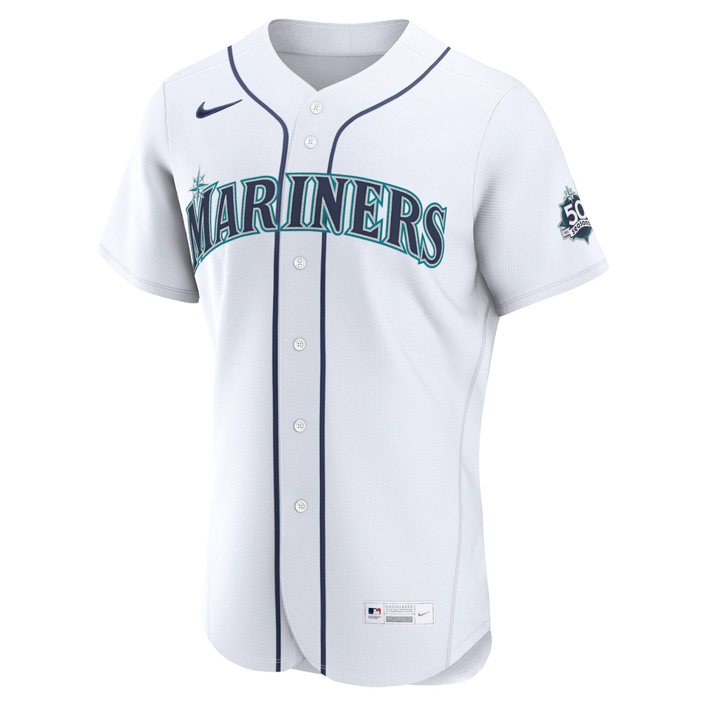 Men's Seattle Mariners Matt Brash Nike White Home 50th Season Authentic Jersey