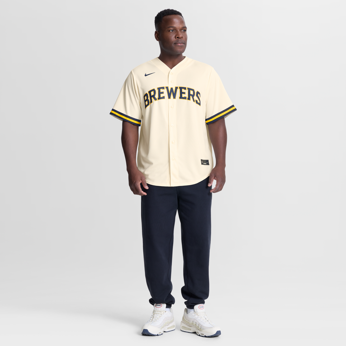 Men's Milwaukee Brewers Christian Yelich Nike Cream Home Replica Jersey