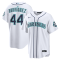 Men's Seattle Mariners Julio Rodríguez Nike White Home Stadium 50th Season Patch Jersey