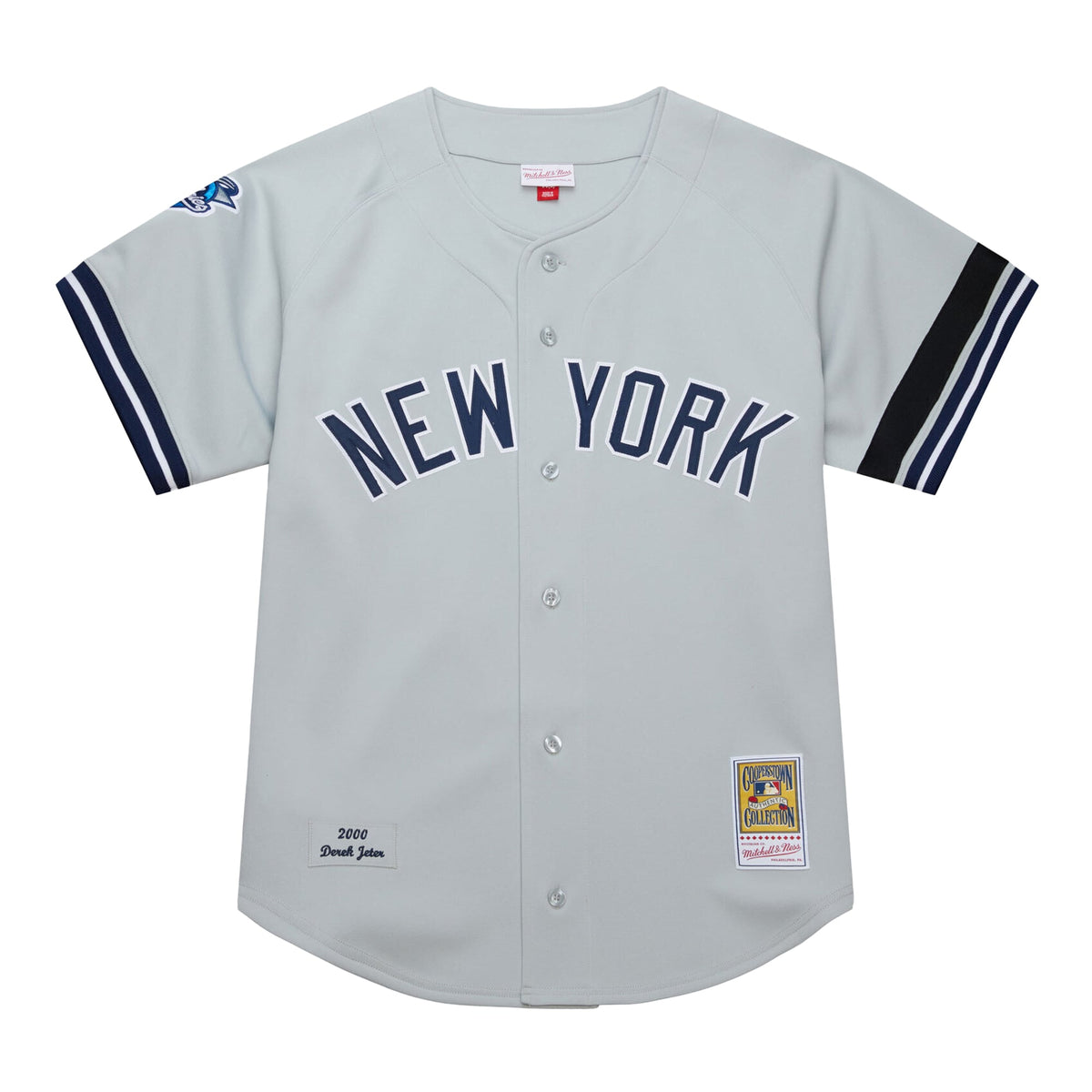 Men's New York Yankees Derek Jeter Mitchell & Ness Gray Cooperstown Collection 2000 World Series Authentic Jersey