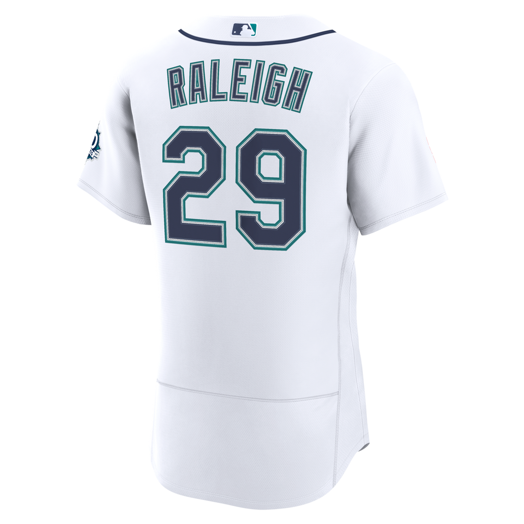 Men's Seattle Mariners Cal Raleigh Nike White Home 50th Season Authentic Jersey