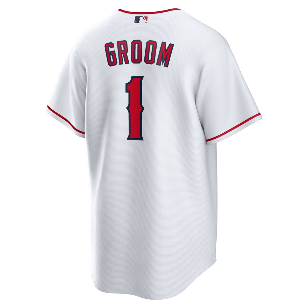 Men's Los Angeles Angels  Nike White #1 Groom Home Replica Jersey