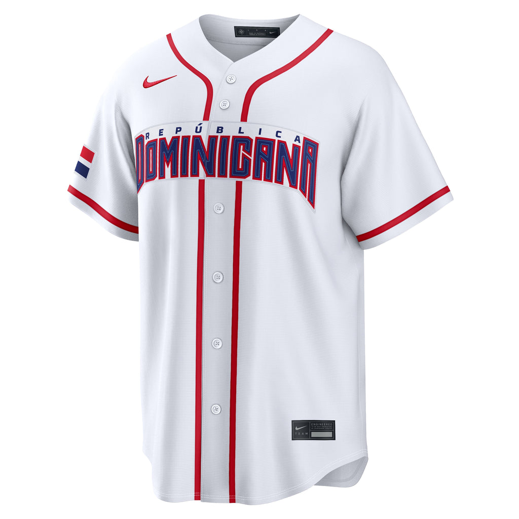 Men's Dominican Republic Baseball Vladimir Guerrero Jr. Nike White 2026 World Baseball Classic Home Stadium Jersey