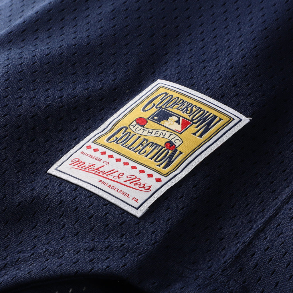 Men's New York Yankees Rickey Henderson Mitchell & Ness Navy Cooperstown Collection Mesh Batting Practice Button-Up Jersey
