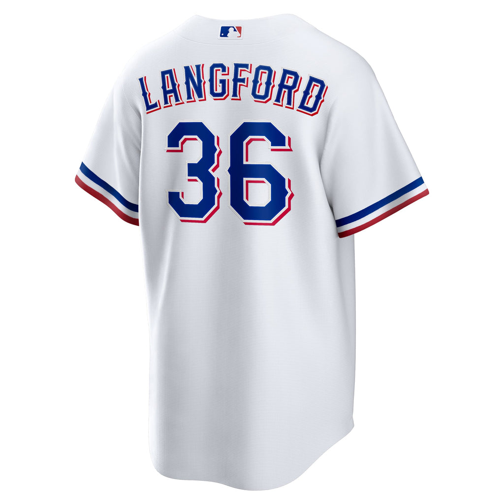 Men's Texas Rangers Wyatt Langford Nike White Home Replica Jersey