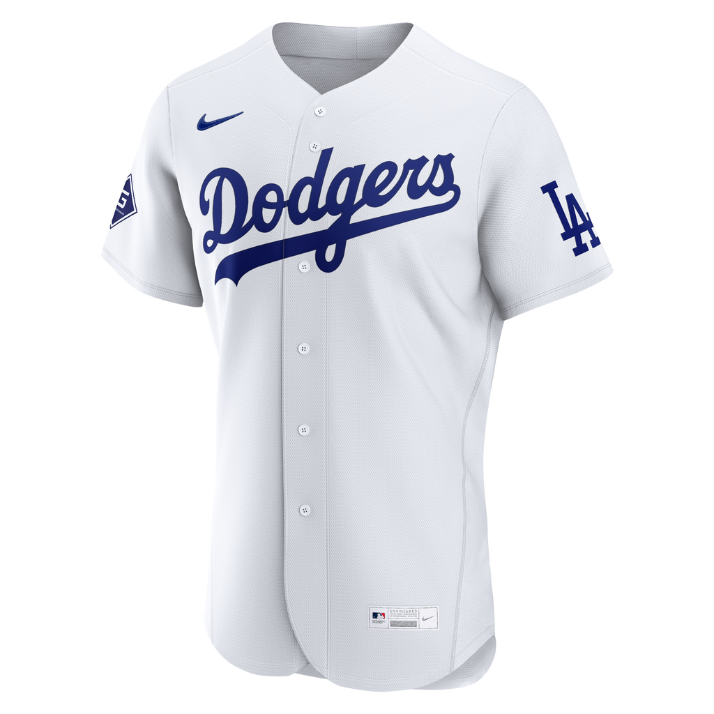 Men's Los Angeles Dodgers Nike White Home Sponsor Patch Authentic Jersey