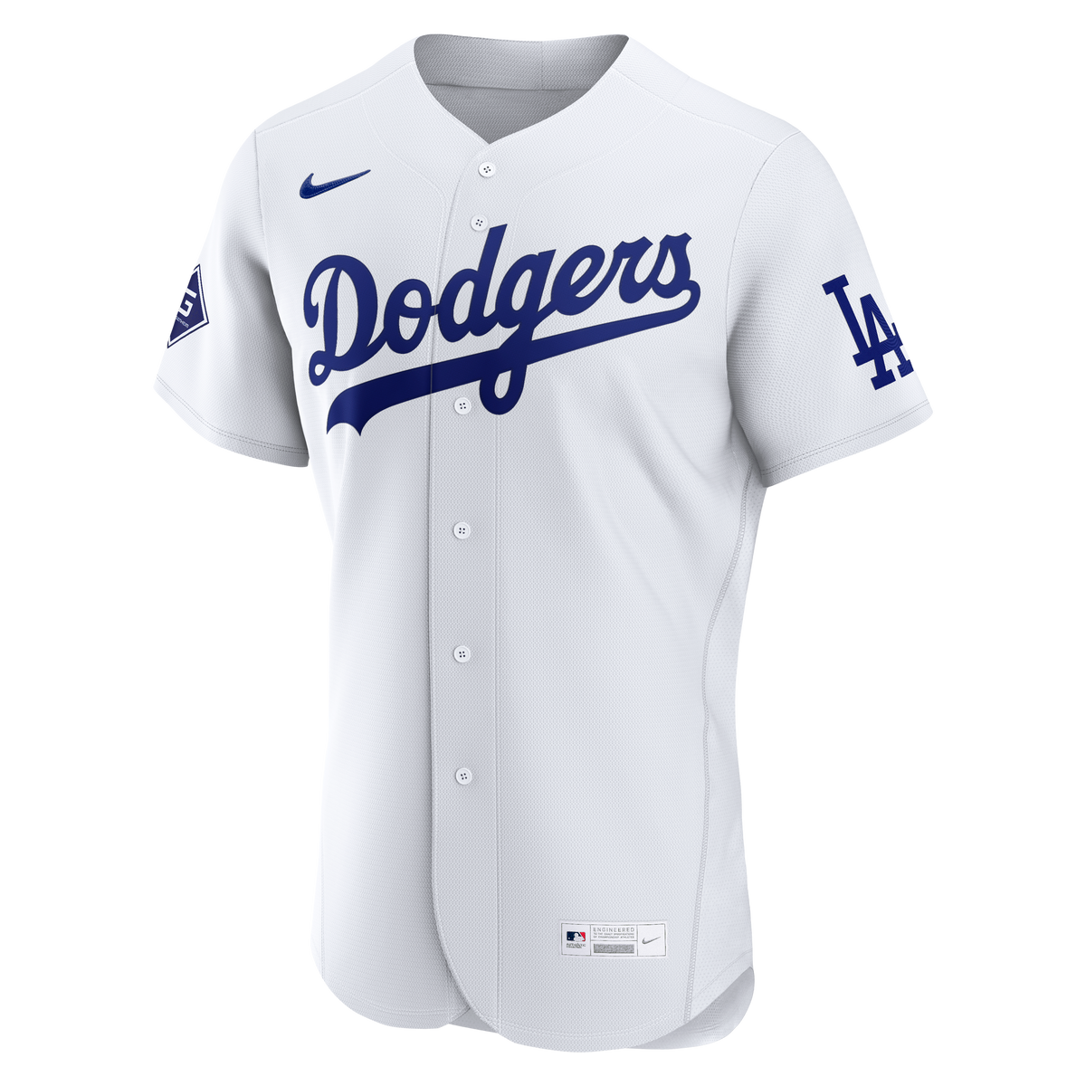 Men's Los Angeles Dodgers Nike White Home Sponsor Patch Authentic Jersey