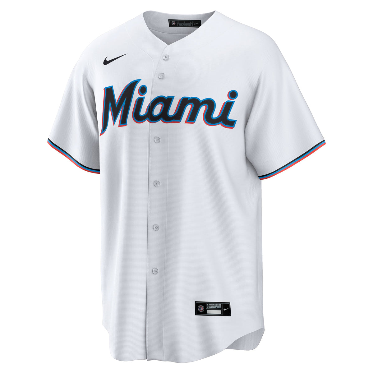 Men's Miami Marlins  Nike White #1 Groom Home Replica Jersey