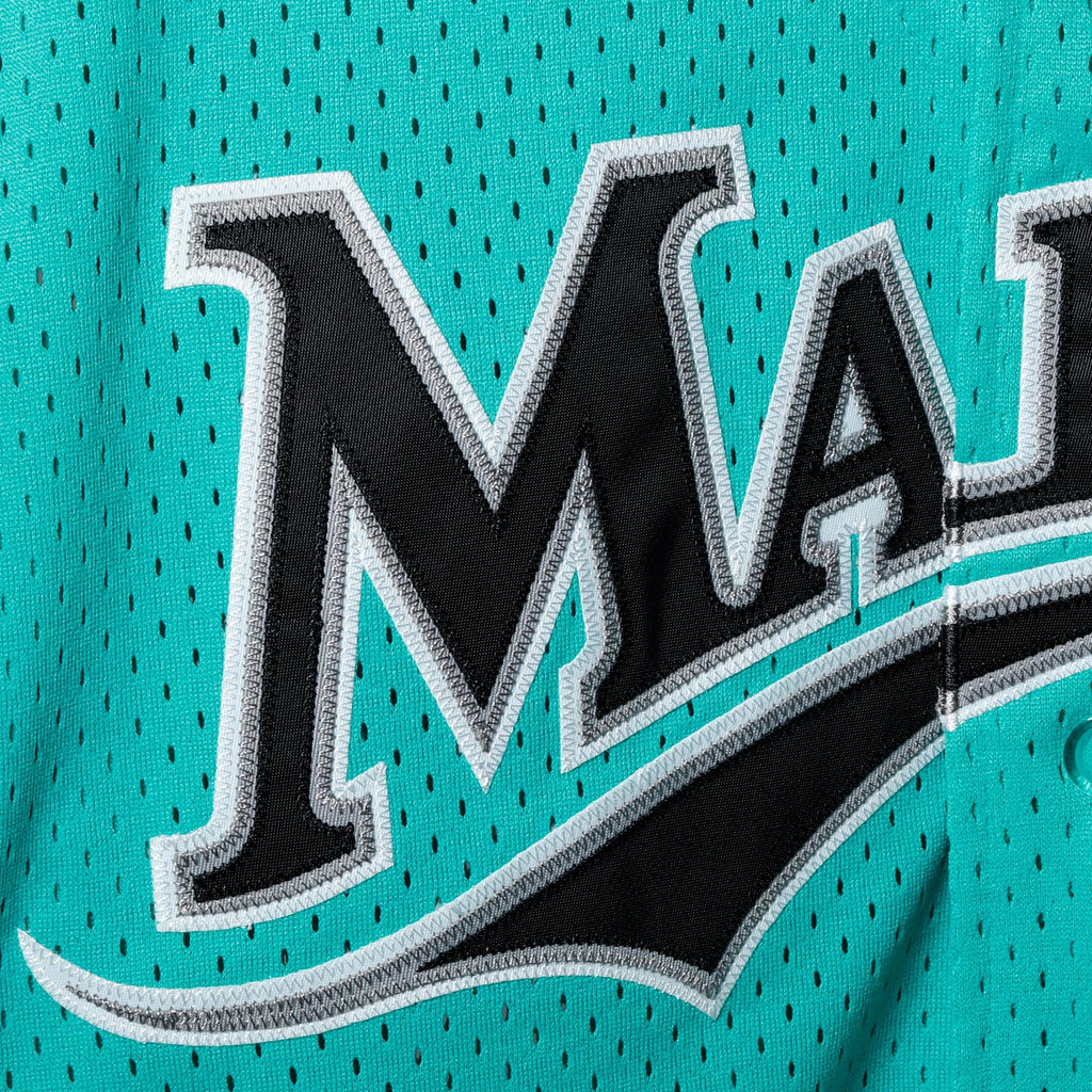 Men's Florida Marlins Andre Dawson Mitchell & Ness Teal Cooperstown Collection Mesh Batting Practice Button-Up Jersey