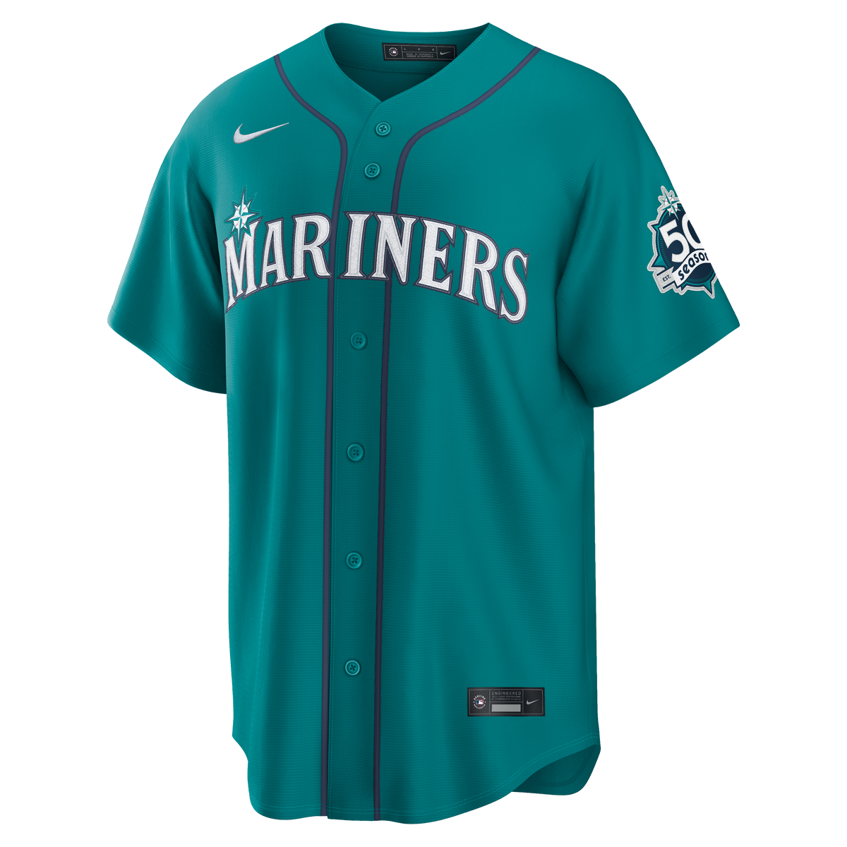 Men's Seattle Mariners Cal Raleigh Nike Teal Alternate 50th Season Patch Stadium Jersey