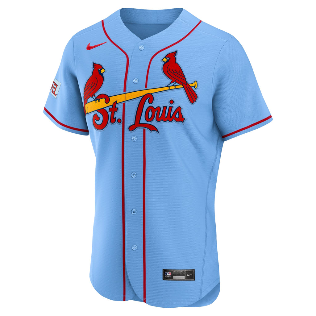 Men's St. Louis Cardinals Nike Light Blue Alternate Sponsor Patch Authentic Jersey