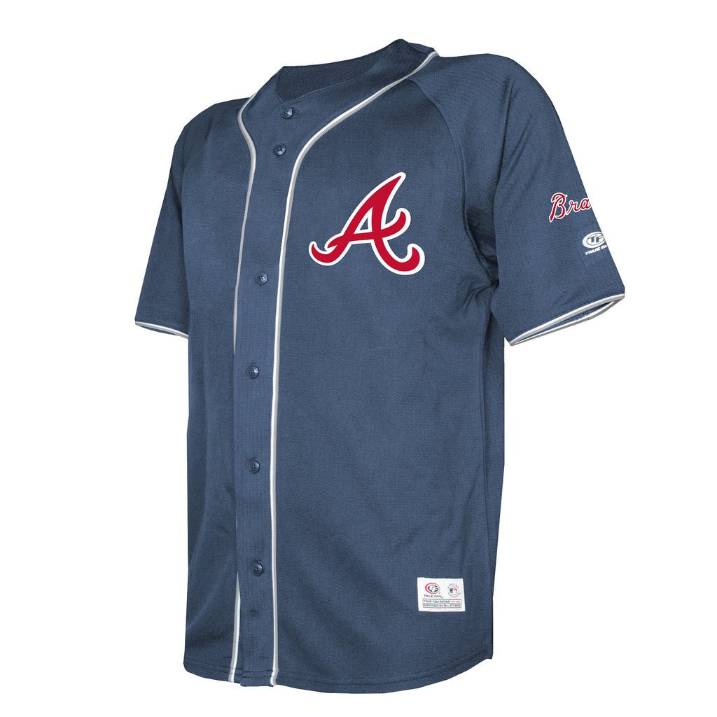 Men's Atlanta Braves  Stitches Navy Team Color Full-Button Fashion Jersey