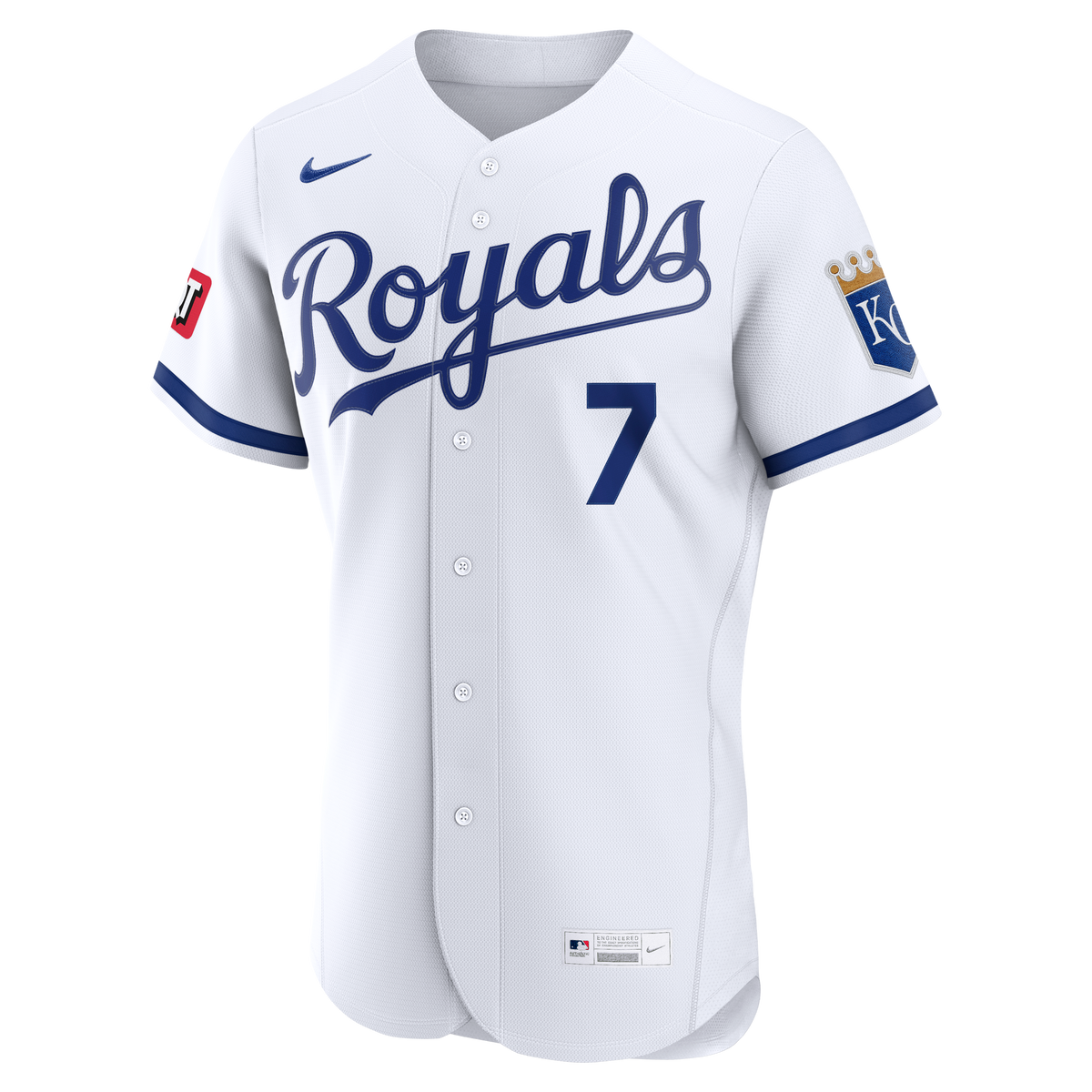 Men's Kansas City Royals Bobby Witt Jr. Nike White Home Authentic Sponsor Patch Jersey
