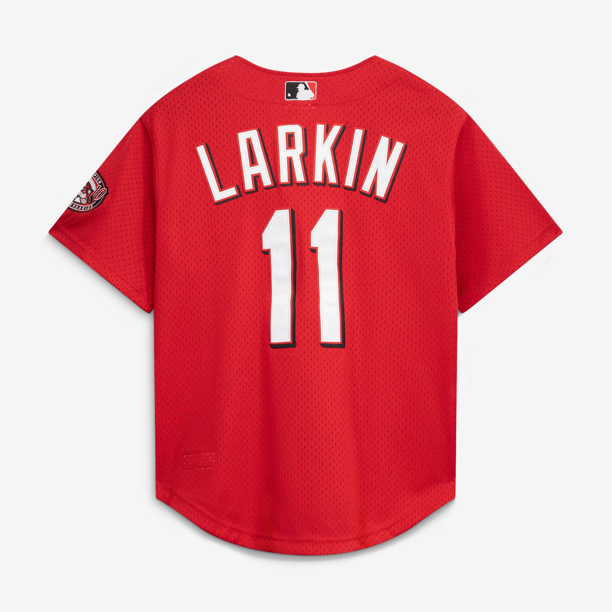 Men's Cincinnati Reds Barry Larkin Mitchell & Ness Red Throwback Cooperstown Mesh Batting Practice Jersey