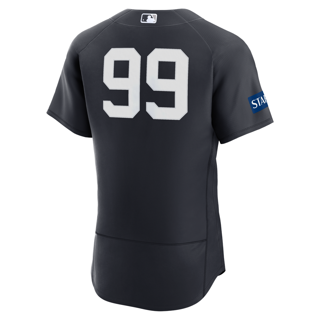 Men's New York Yankees Aaron Judge Nike White Home Authentic Sponsor Patch Jersey
