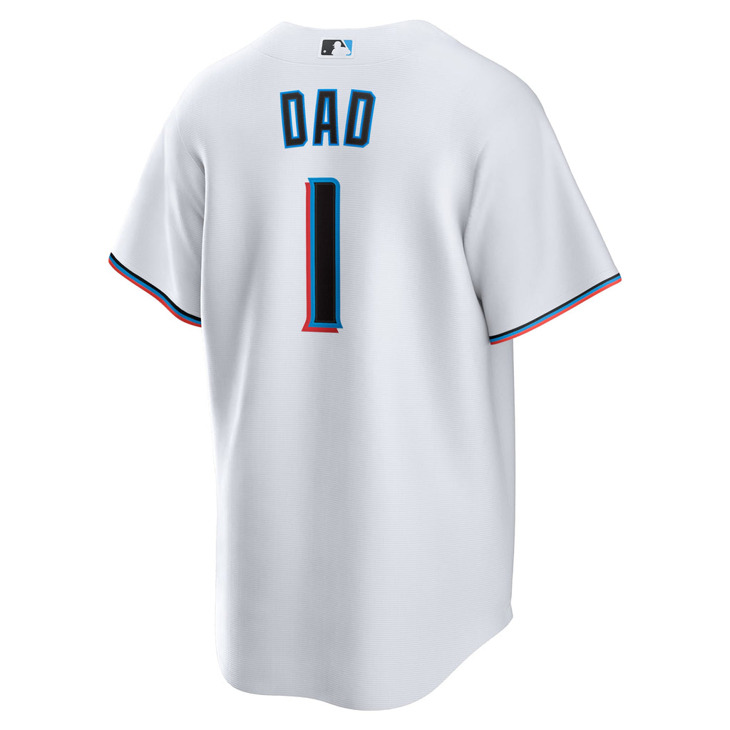 Men's Miami Marlins  Nike White #1 Dad Home Replica Jersey