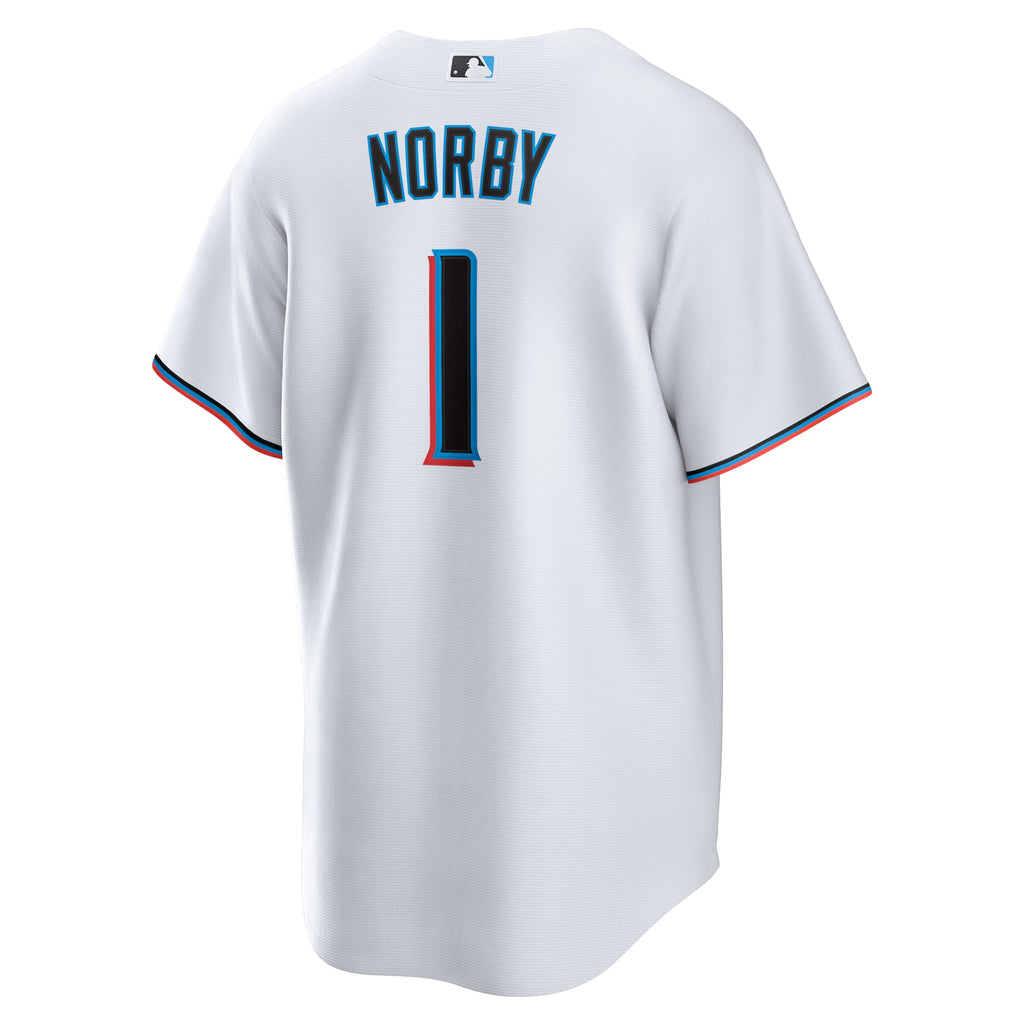 Men's Miami Marlins Connor Norby Nike White Home Replica Jersey