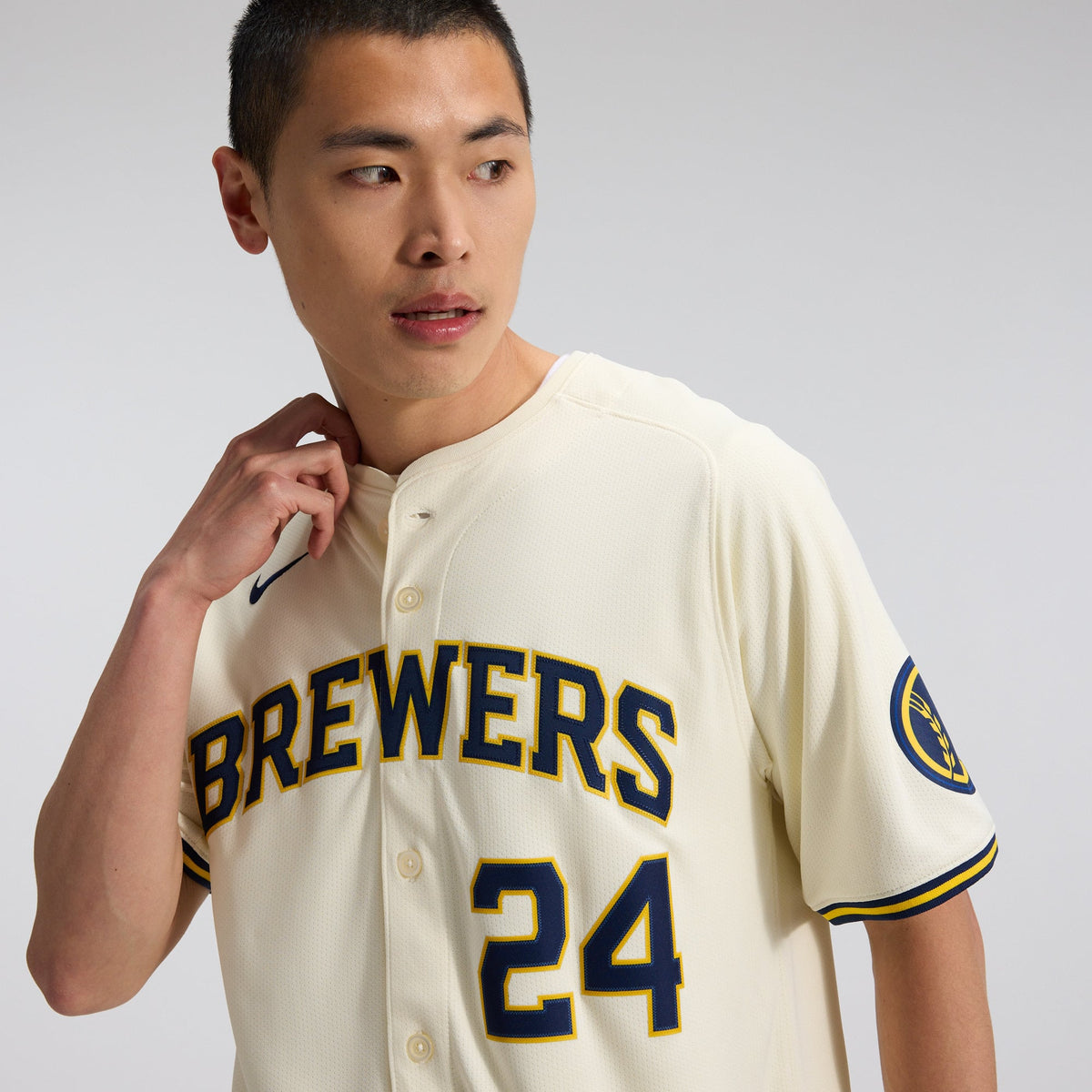 Men's Milwaukee Brewers William Contreras Nike Cream Home Limited Player Jersey