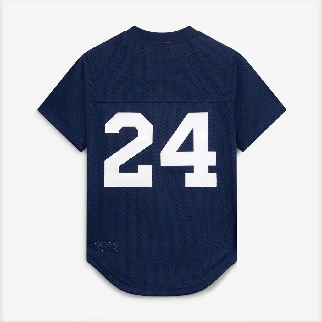 Men's New York Yankees Rickey Henderson Mitchell & Ness Navy Cooperstown Collection Mesh Batting Practice Button-Up Jersey