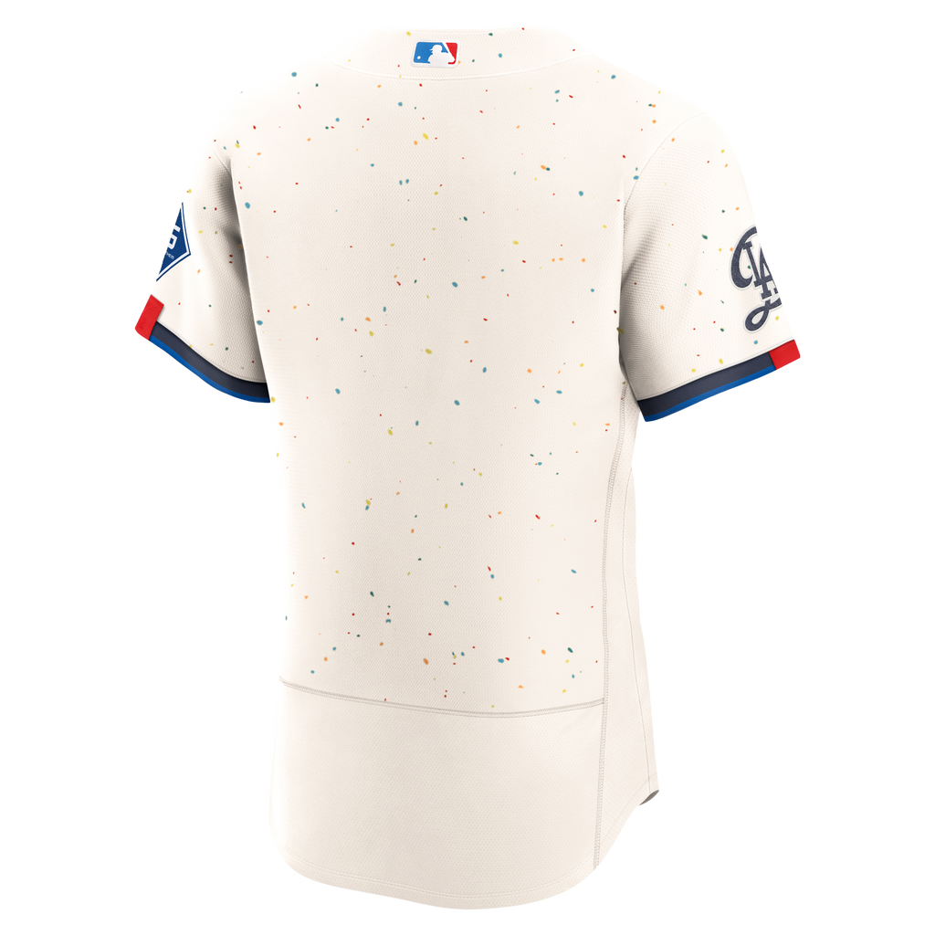 Men's Los Angeles Dodgers Nike Cream City Connect Authentic Sponsor Patch Jersey
