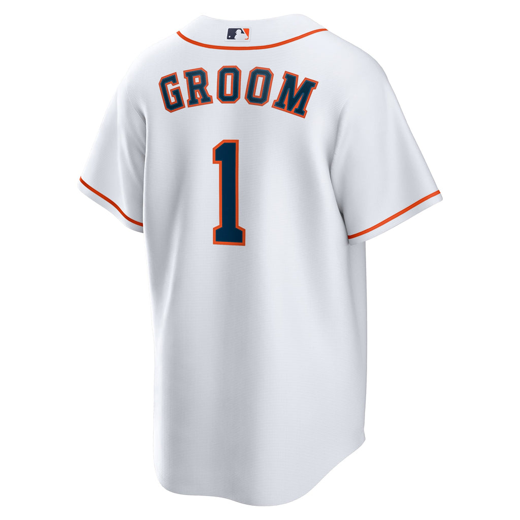 Men's Houston Astros  Nike White #1 Groom Home Replica Jersey