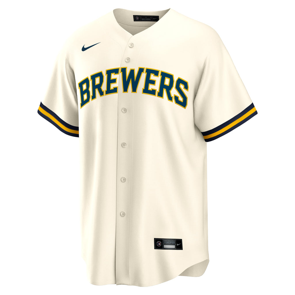 Men's Milwaukee Brewers Jackson Chourio Nike Cream Home Replica Jersey