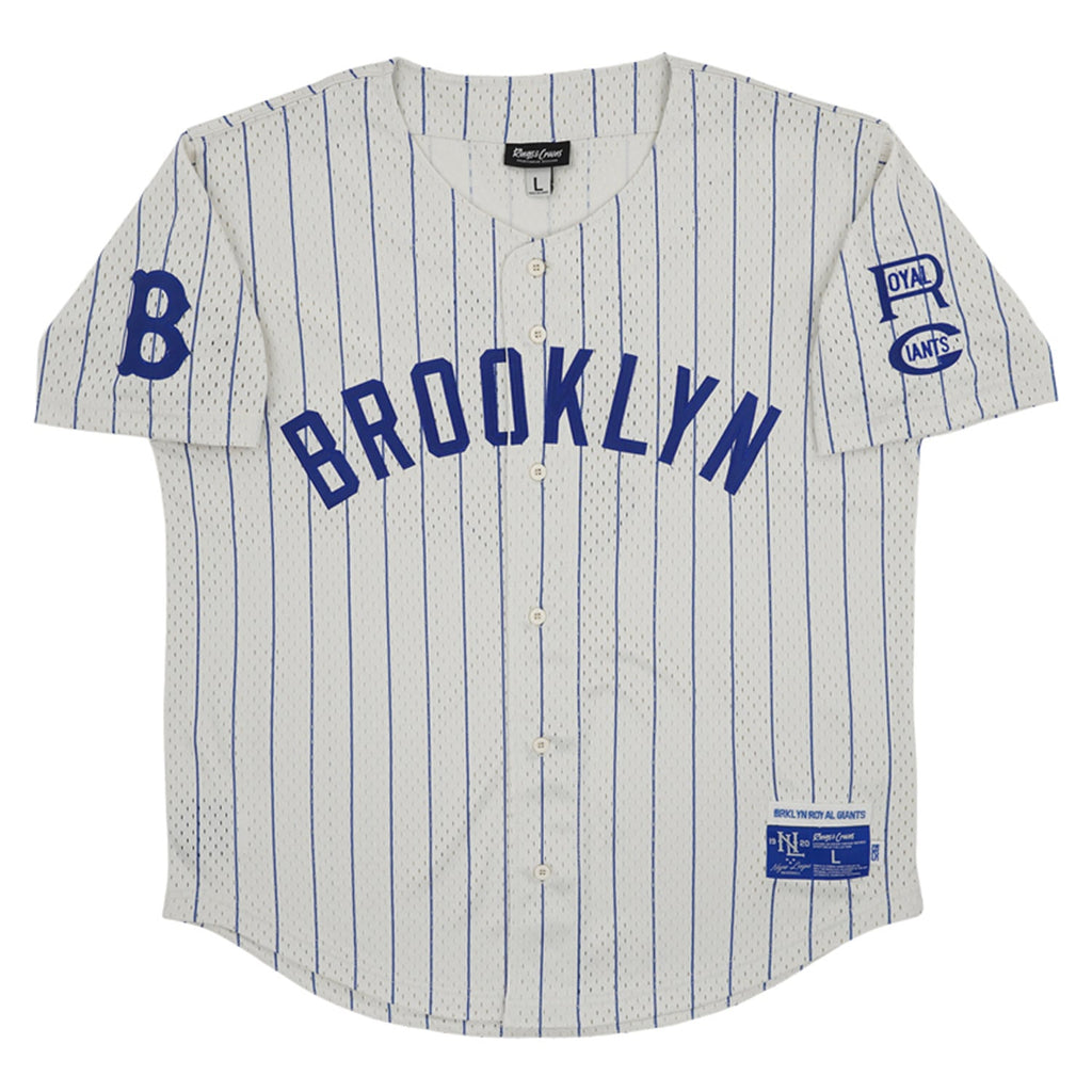 Men's Brooklyn Royal Giants #5 Rings & Crwns Cream Mesh Button-Down Replica Jersey
