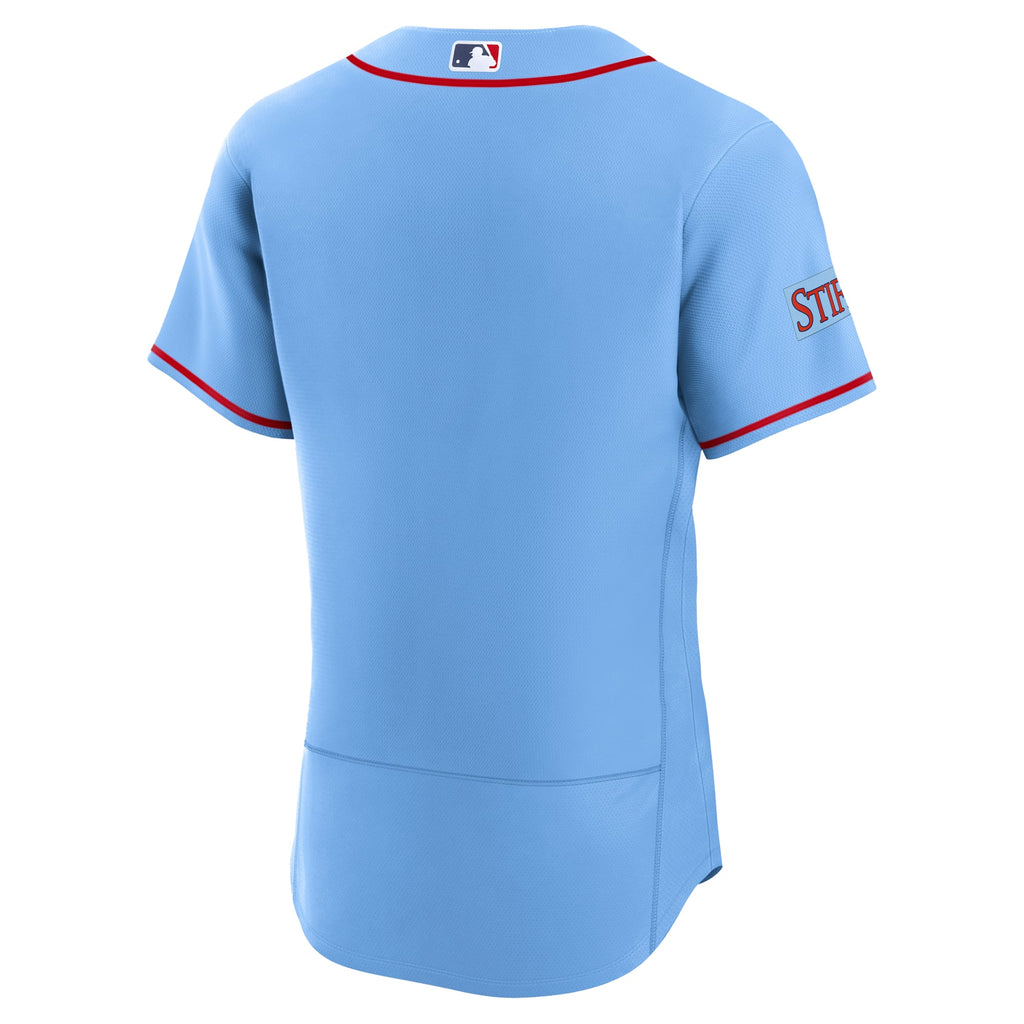 Men's St. Louis Cardinals Nike Light Blue Alternate Sponsor Patch Authentic Jersey