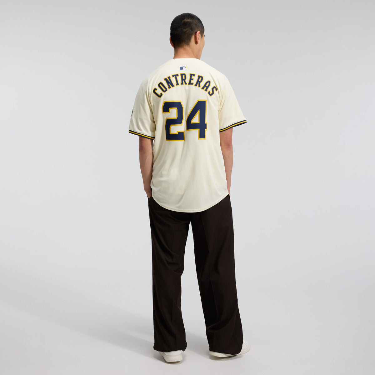 Men's Milwaukee Brewers William Contreras Nike Cream Home Limited Player Jersey