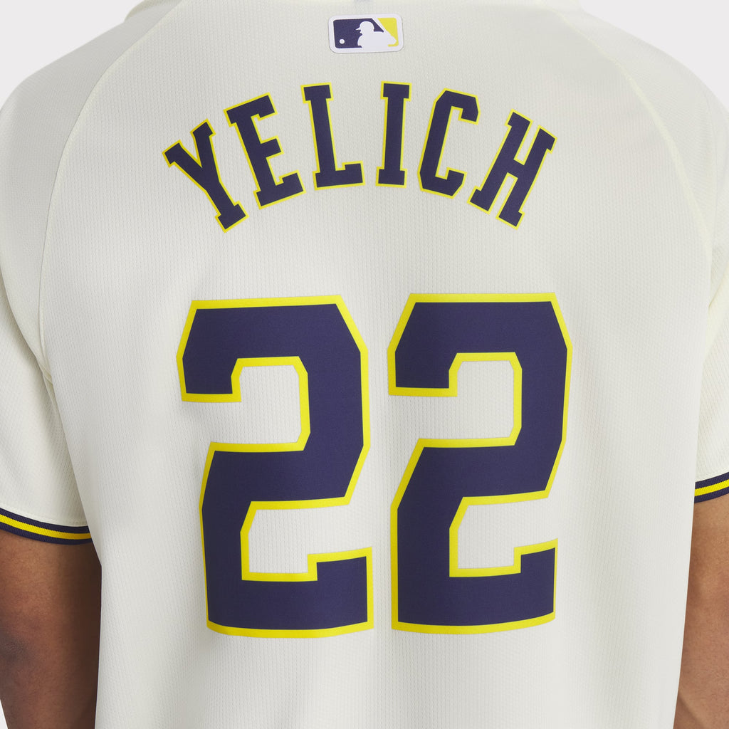 Men's Milwaukee Brewers Christian Yelich Nike Cream Home Limited Player Jersey