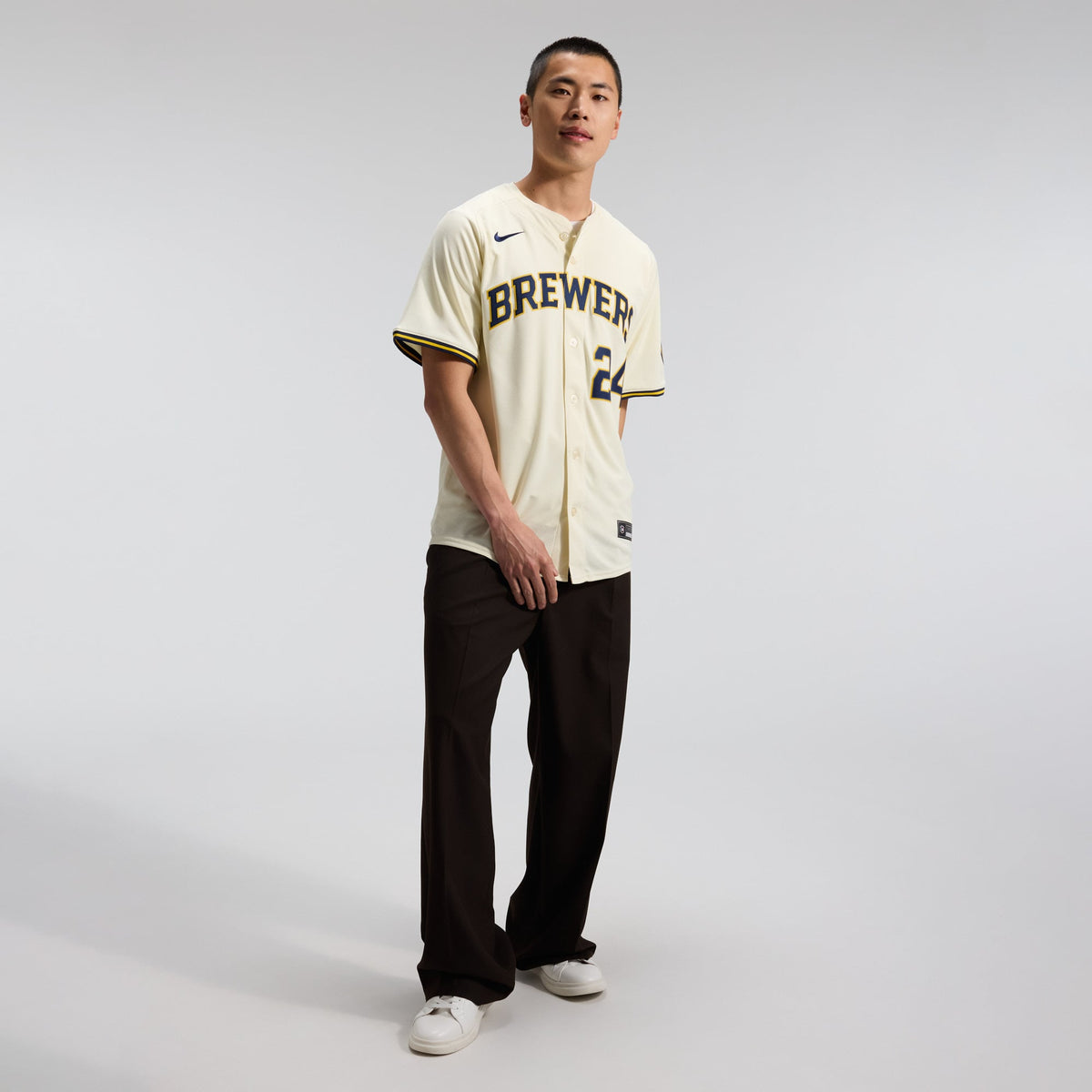 Men's Milwaukee Brewers William Contreras Nike Cream Home Limited Player Jersey