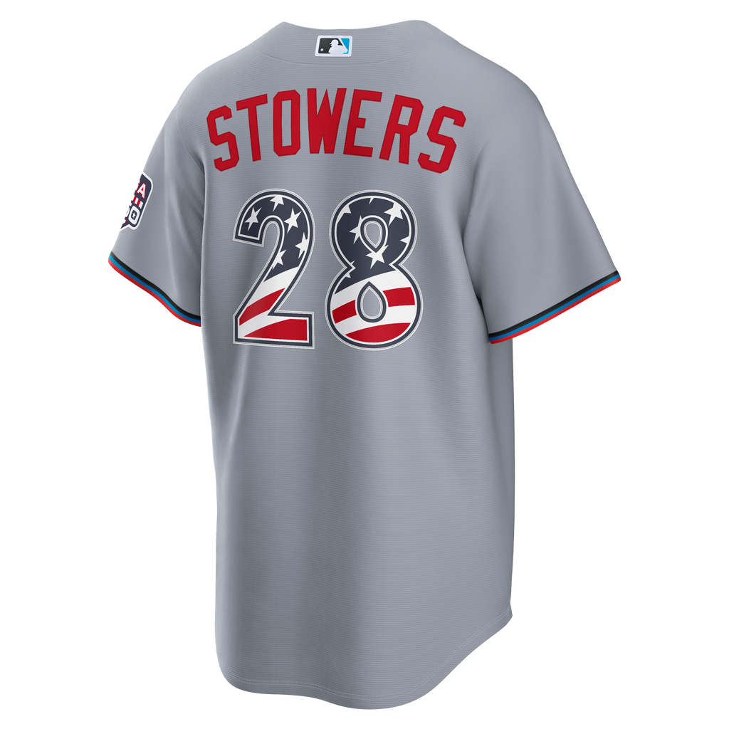 Fourth of July Men's Miami Marlins Kyle Stowers Nike Gray USA 250 Stadium Jersey