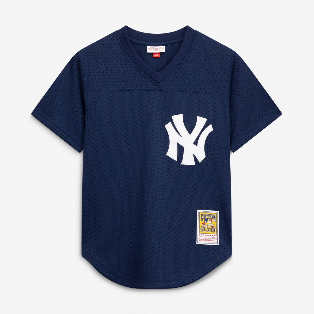 Men's New York Yankees Rickey Henderson Mitchell & Ness Navy Cooperstown Collection Mesh Batting Practice Button-Up Jersey
