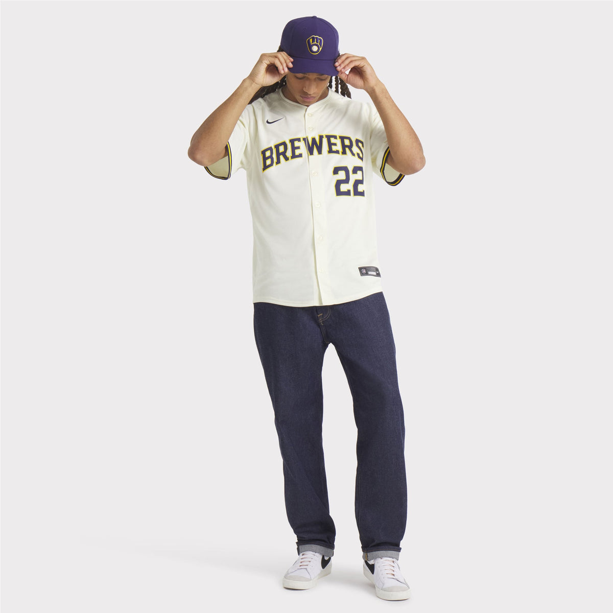 Men's Milwaukee Brewers Christian Yelich Nike Cream Home Limited Player Jersey