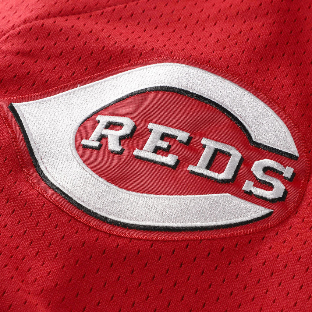 Men's Cincinnati Reds Barry Larkin Mitchell & Ness Black Cooperstown Collection Mesh Batting Practice Button-Up Jersey