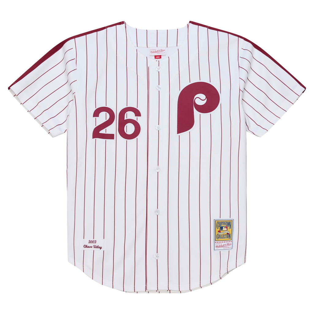 Men's Philadelphia Phillies Chase Utley Mitchell & Ness White 2003 Cooperstown Collection Authentic Jersey