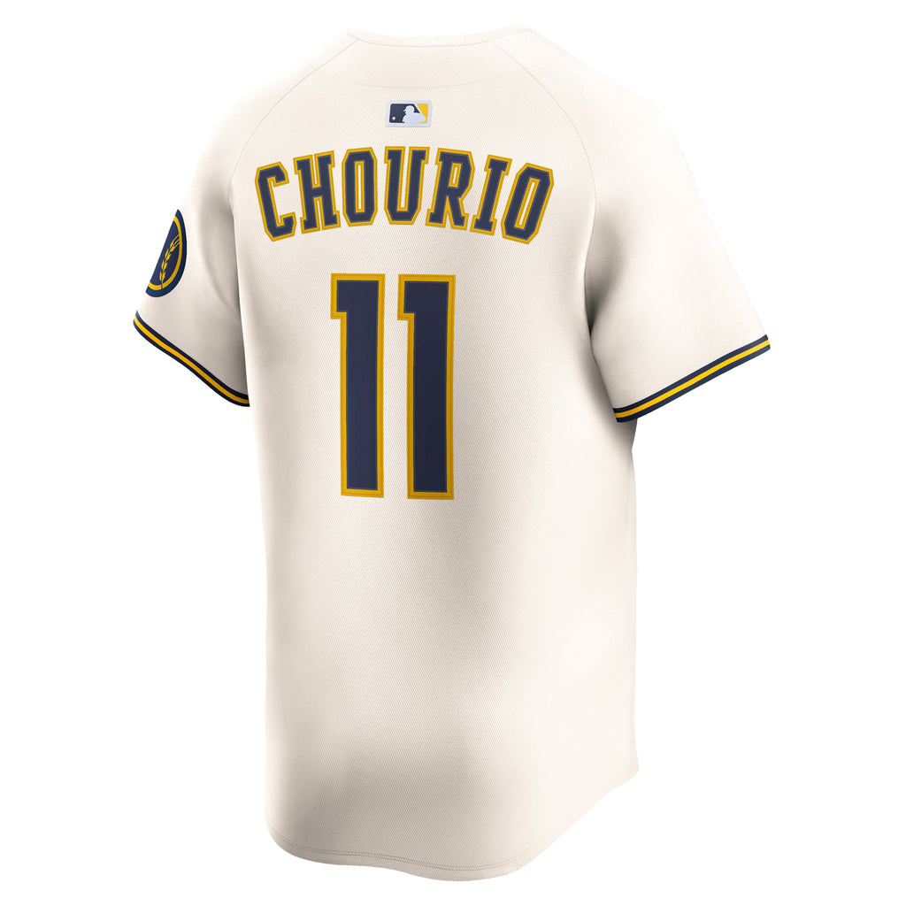Men's Milwaukee Brewers Jackson Chourio Nike Cream Home Limited Jersey